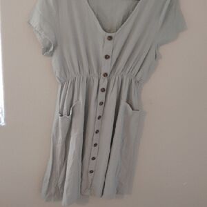 Light Teal Button-Down Dress